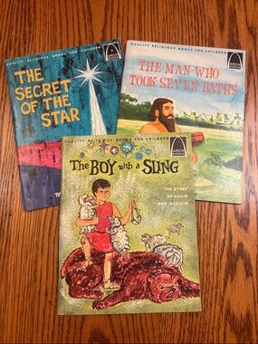 3 Vintage 60s Religious Arch Children’s Picture Books- David, Naaman & Christmas